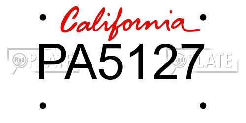 PA5127 California License Plate