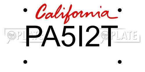 PA5I2T California License Plate