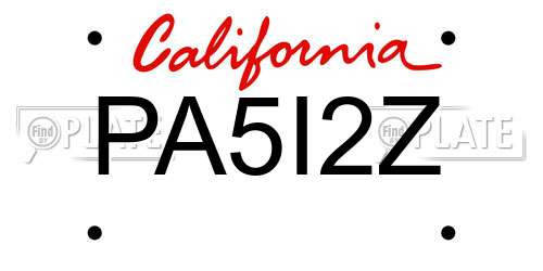 PA5I2Z California License Plate