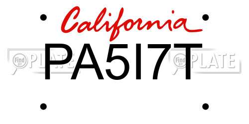 PA5I7T California License Plate