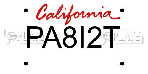 PA8I2T California License Plate