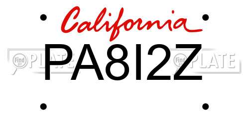 PA8I2Z California License Plate
