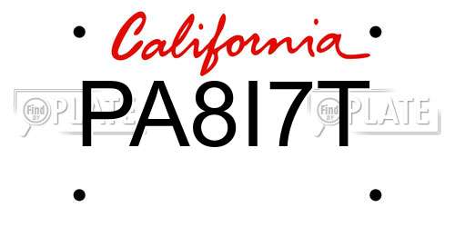 PA8I7T California License Plate