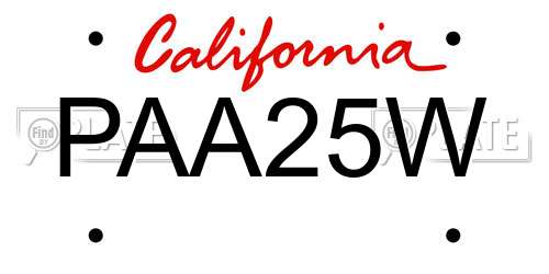 PAA25W California License Plate
