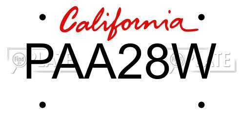 PAA28W California License Plate