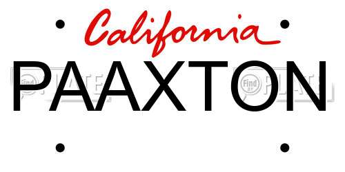 PAAXTON California License Plate