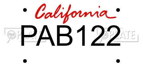 PAB122 California License Plate