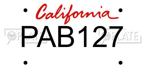PAB127 California License Plate