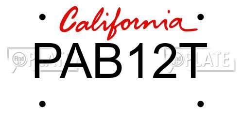 PAB12T California License Plate