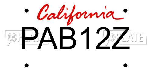 PAB12Z California License Plate