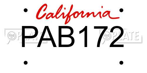 PAB172 California License Plate