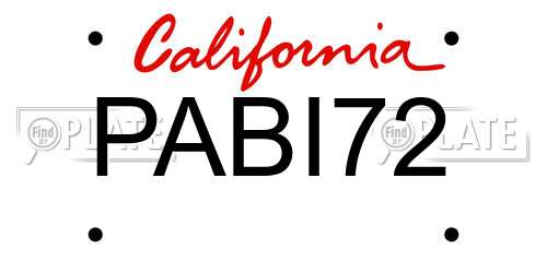 PABI72 California License Plate