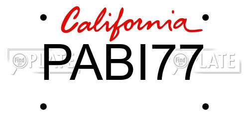 PABI77 California License Plate