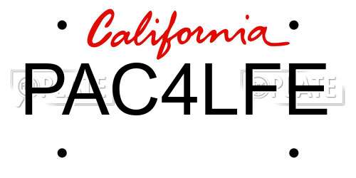 PAC4LFE California License Plate