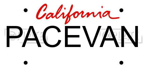 PACEVAN California License Plate