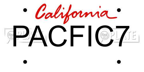 PACFIC7 California License Plate