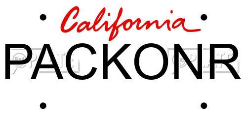 PACKONR California License Plate