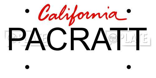 PACRATT California License Plate