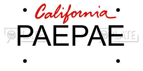 PAEPAE California License Plate