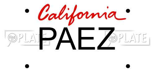 PAEZ California License Plate