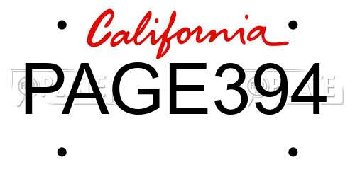 PAGE394 California License Plate