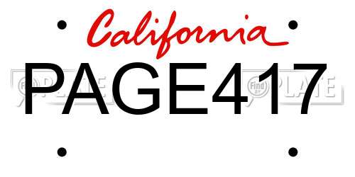 PAGE417 California License Plate