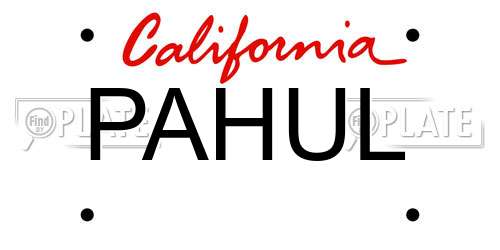 PAHUL California License Plate