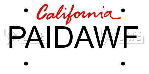 PAIDAWF California License Plate