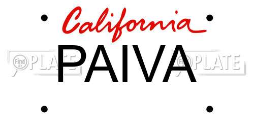 PAIVA California License Plate