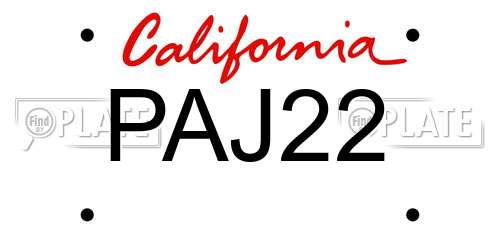 PAJ22 California License Plate