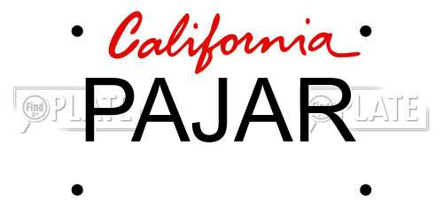 PAJAR California License Plate