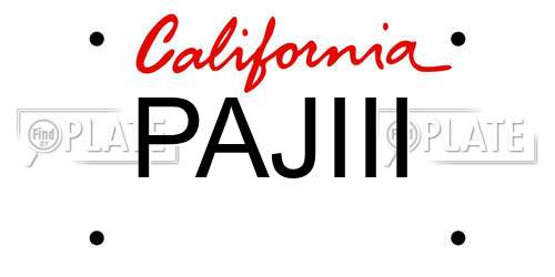 PAJIII California License Plate