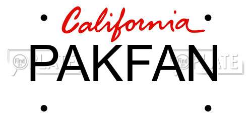 PAKFAN California License Plate