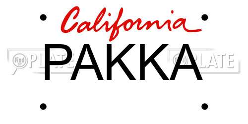 PAKKA California License Plate