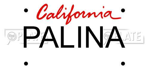 PALINA California License Plate