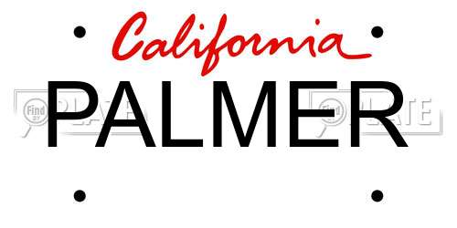 PALMER California License Plate