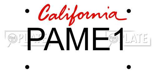 PAME1 California License Plate