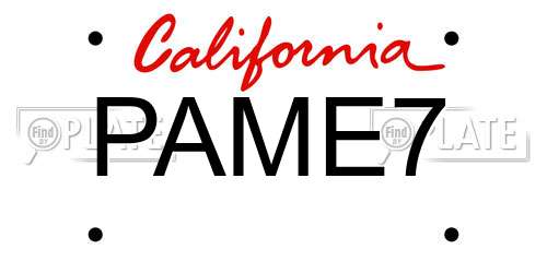 PAME7 California License Plate