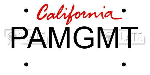 PAMGMT California License Plate
