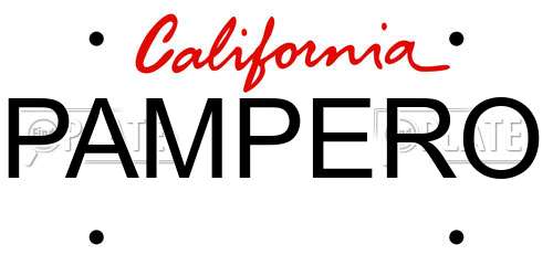 PAMPERO California License Plate