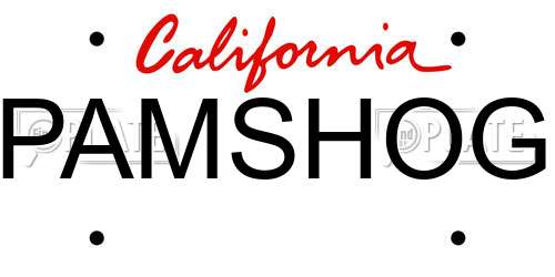 PAMSHOG California License Plate
