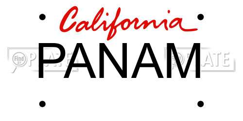 PANAM California License Plate