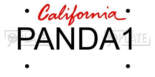 PANDA1 California License Plate