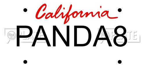 PANDA8 California License Plate