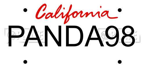 PANDA98 California License Plate