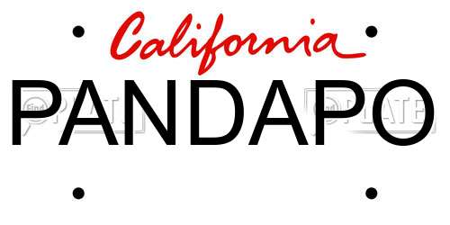 PANDAPO California License Plate