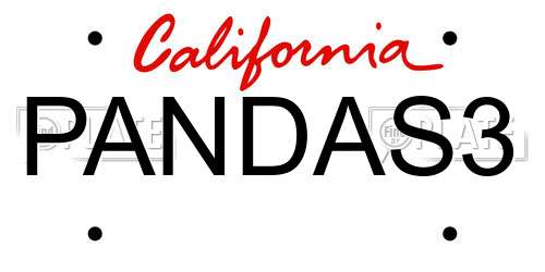 PANDAS3 California License Plate