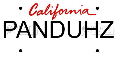 PANDUHZ California License Plate