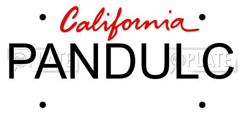 PANDULC California License Plate