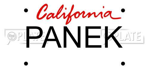 PANEK California License Plate